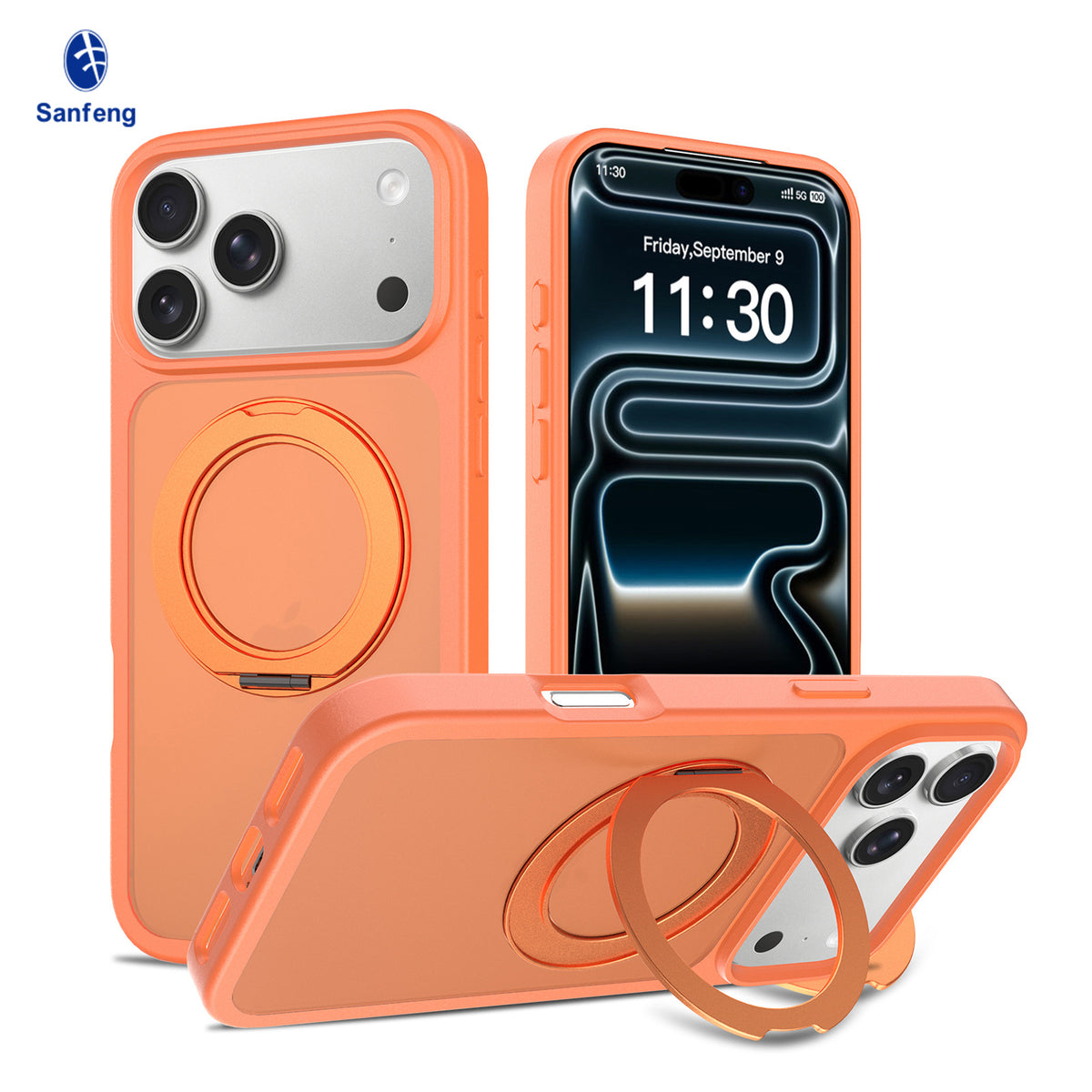 Matte Magnetic Phone Case with 360-Degree Rotating Invisible Stand, Shockproof Protective Silicone Cover for iPhone 15, 16 & 17 Series