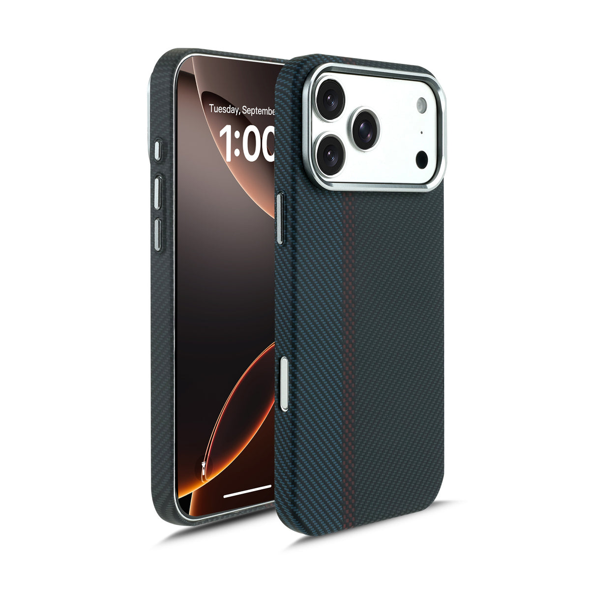 Magnetic Carbon Fiber Texture Phone Case with Metal Frame for iPhone 18 17 16 15 14 13 Pro Max Shockproof Skin-Feel Protective Cover