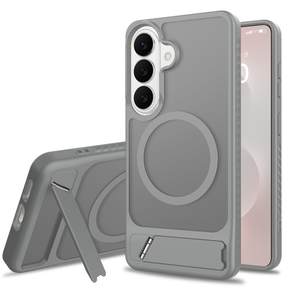 Sanfeng Magnetic Phone Case with Invisible Kickstand for Samsung Galaxy S23 S24 S25 S26 Ultra Plus, Frosted Skin-Feel Anti-Fingerprint TPU Protective Cover