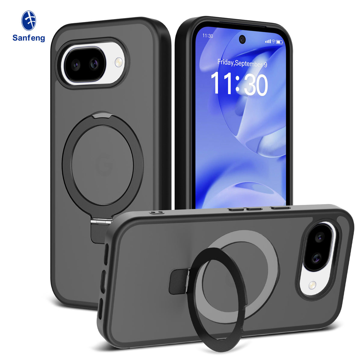 Magnetic Phone Case with Invisible Kickstand Compatible with Google Pixel, Anti-Fall All-Inclusive TPU+PC Protective Cover