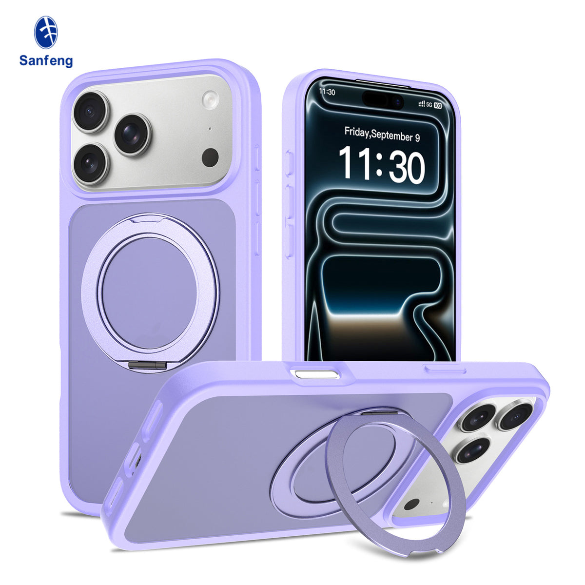 Matte Magnetic Phone Case with 360-Degree Rotating Invisible Stand, Shockproof Protective Silicone Cover for iPhone 15, 16 & 17 Series