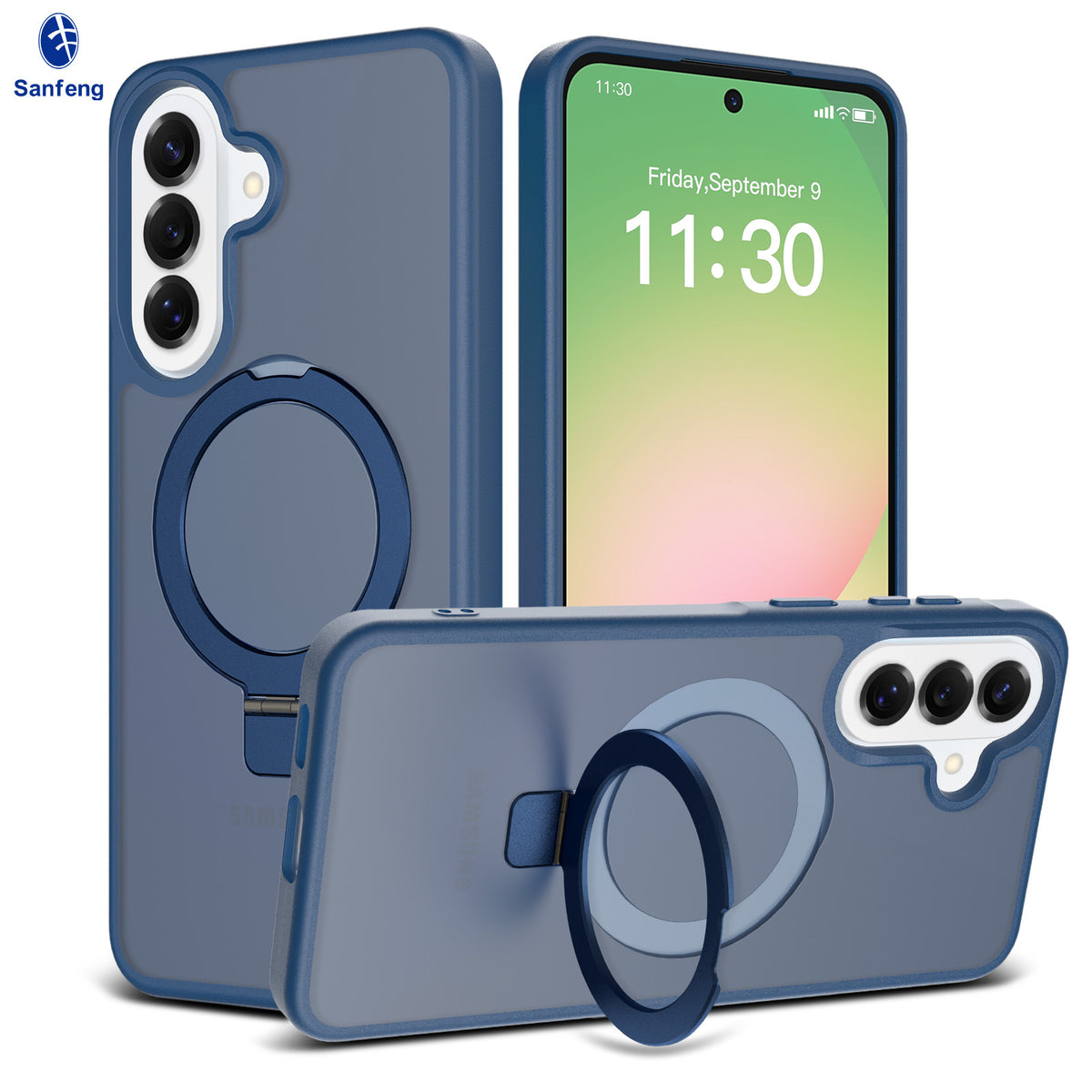 Nordic Style Magnetic Stand Phone Case for Samsung, Anti-Fall TPU Skin-Feel Protective Cover with Built-in Kickstand