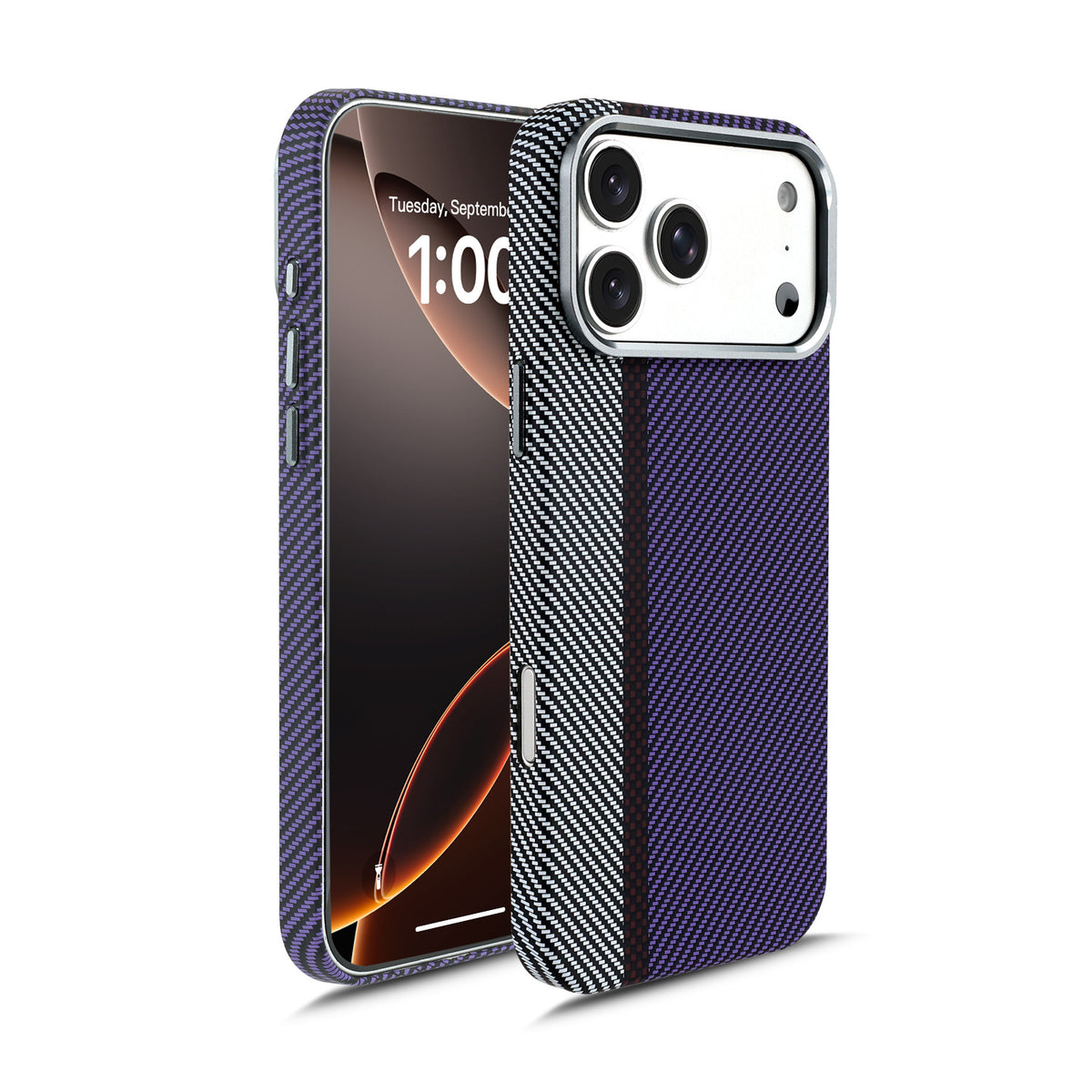 Magnetic Carbon Fiber Texture Phone Case with Metal Frame for iPhone 18 17 16 15 14 13 Pro Max Shockproof Skin-Feel Protective Cover