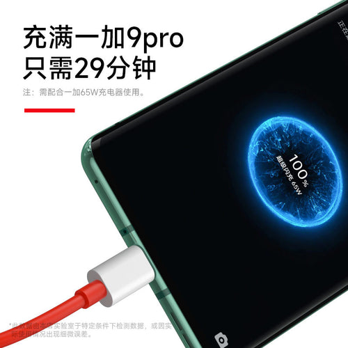 65W Dual Type-C PD Fast Charging Silicone Cable Compatible with OnePlus 10 9T 9 8T 8 Pro, Red