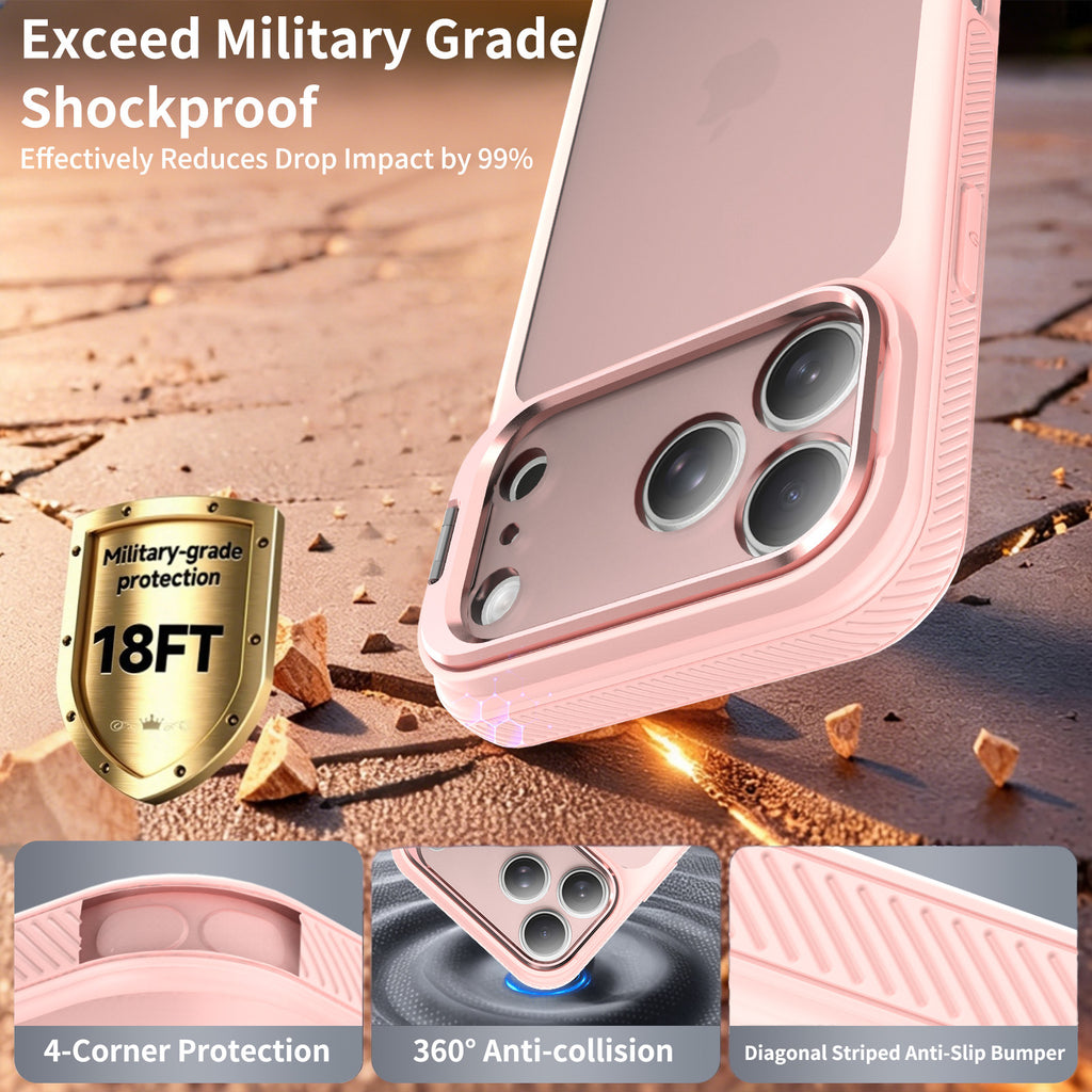 Matte TPU Phone Case with Camera Kickstand and Lanyard Hole for iPhone 16 Pro / iPhone 17 Air