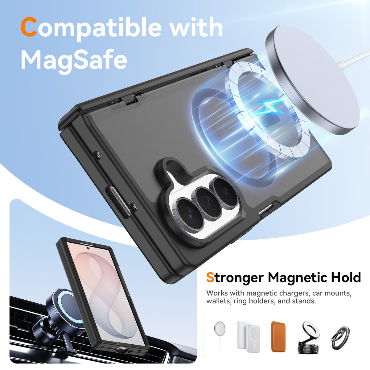 Magnetic Matte Case for Samsung Galaxy Z Fold 8 Ultra, Translucent TPU Shockproof Protective Cover with Spring Hinge