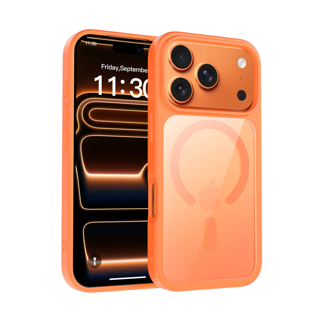 Magnetic Frosted Translucent Phone Case Compatible with iPhone, Shockproof TPU Anti-Fingerprint Protective Cover (Black + Transparent)