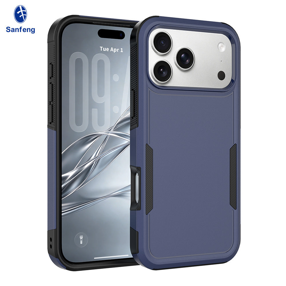 Sanfeng 2-in-1 Shockproof Matte Silicone Phone Case with Kickstand, Anti-Drop Protective Cover