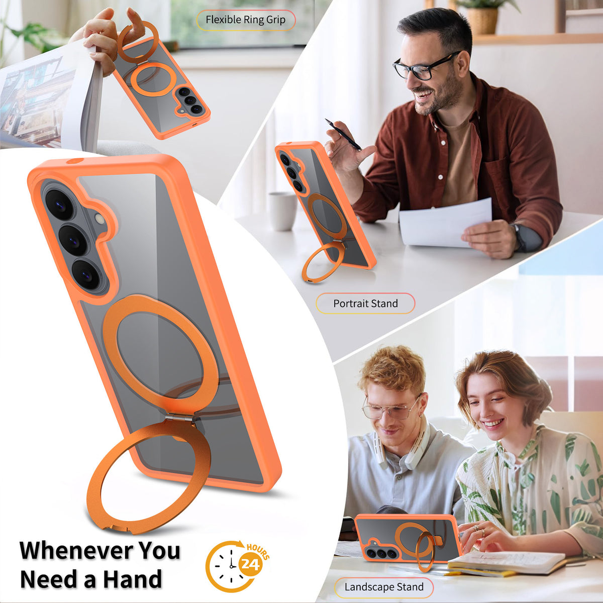 Magnetic Frosted Shockproof Stand Phone Case for Samsung Galaxy S25 S24 S23 Ultra Plus, Slim TPU Anti-Fingerprint Protective Cover with Invisible Kickstand