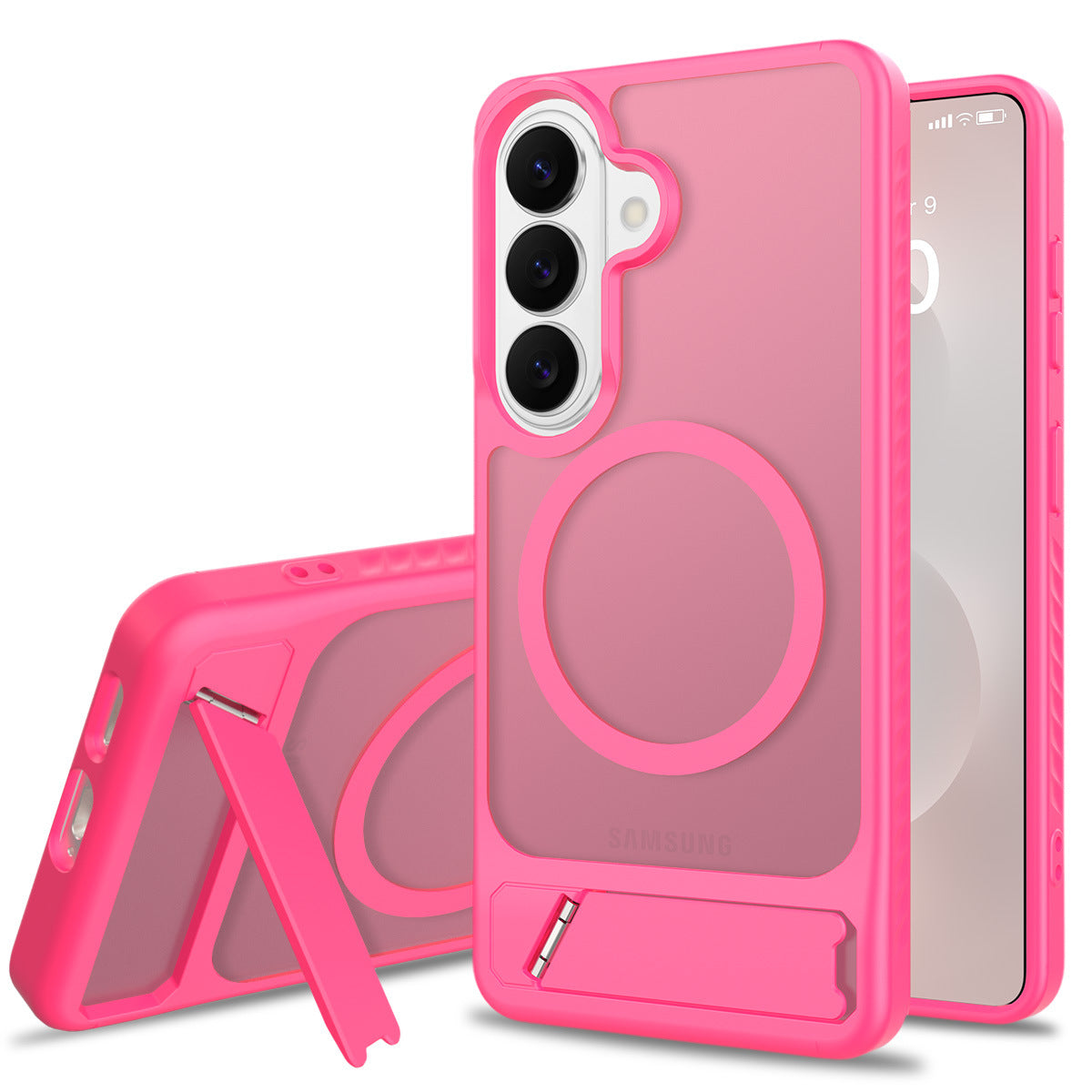 Sanfeng Magnetic Phone Case with Invisible Kickstand for Samsung Galaxy S23 S24 S25 S26 Ultra Plus, Frosted Skin-Feel Anti-Fingerprint TPU Protective Cover