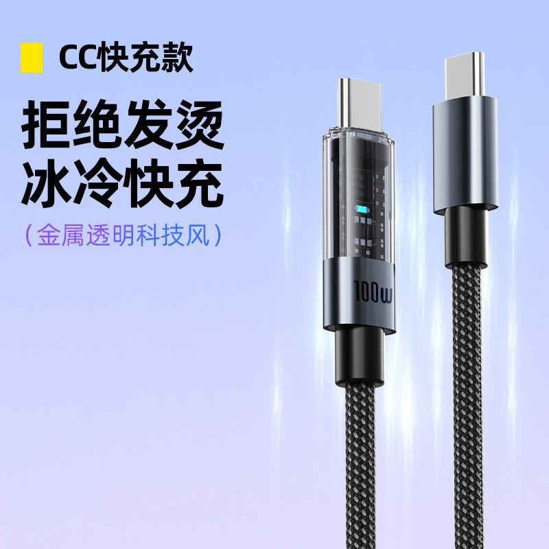 60W PD Fast Charging Braided USB-C Cable with Transparent LED Indicator Light, Macaron Colors Phone Charging Cord