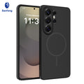 Magnetic Liquid Silicone Phone Case for Samsung S24 S25 Edge Ultra - Full Lens Protection Anti-Drop Cover