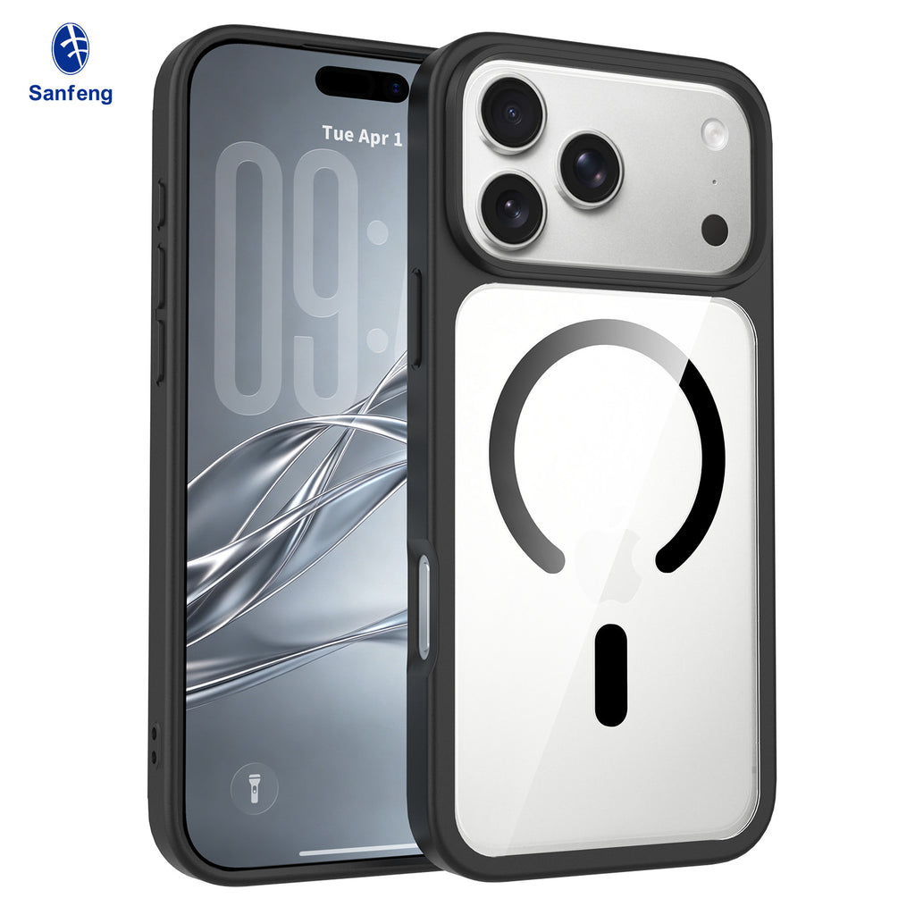 Sanfeng Skin-Feel Transparent Magnetic Phone Case, Anti-Fingerprint Shockproof Silicone Protective Cover