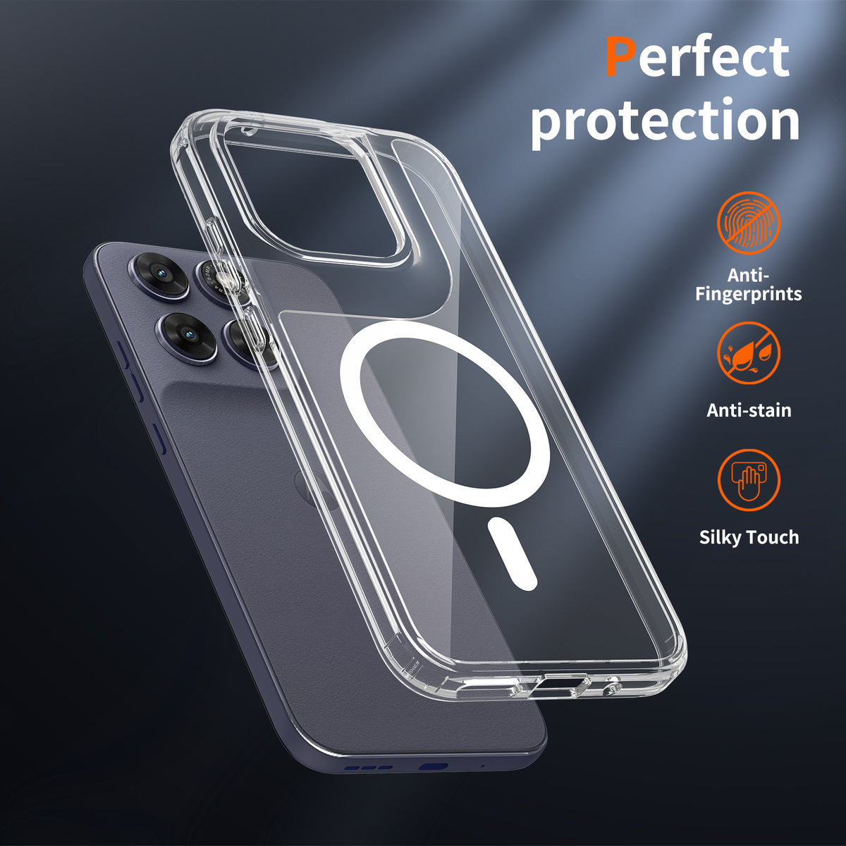Transparent Magnetic Shockproof Case for Motorola Moto G & Edge Series, Slim 1.5mm Anti-Fingerprint TPU Protective Clear Cover