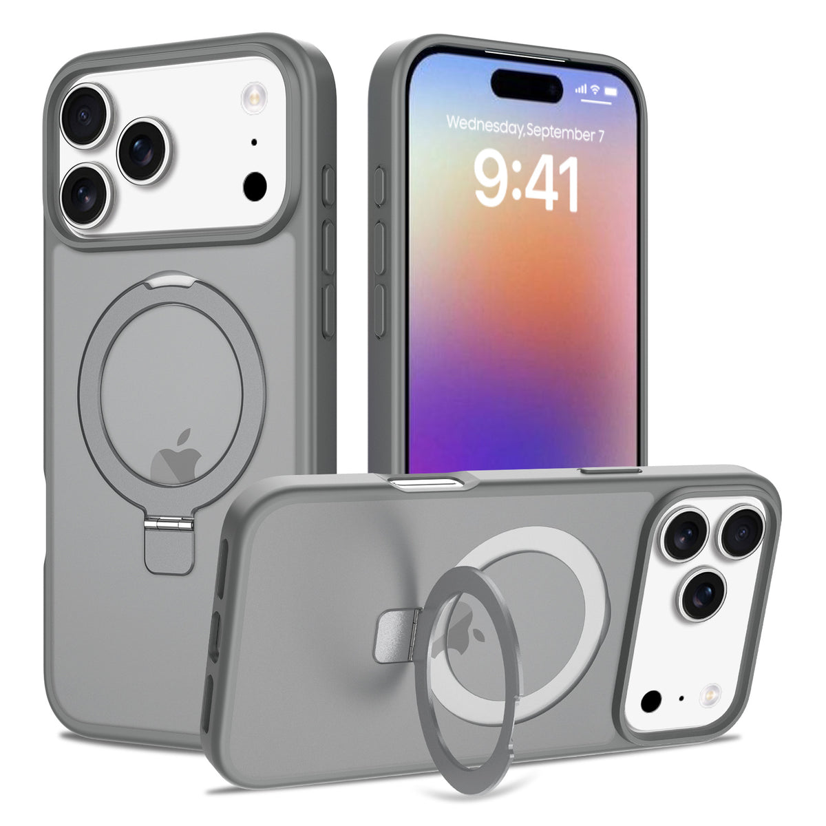Magnetic Matte Phone Case with Invisible Kickstand for iPhone 16 & 17 Series, Shockproof TPU Protective Cover