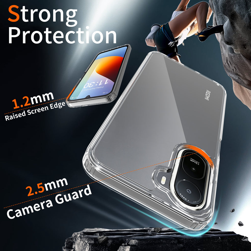Clear Shockproof Silicone Case with Four-Corner Drop Protection for Redmi & Xiaomi Phones