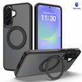 Frosted Magnetic Phone Case with Rotating Ring Stand for Samsung Galaxy, Slim Silicone Protective Cover