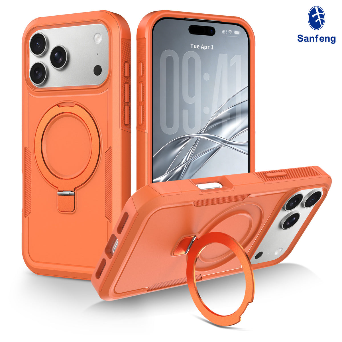 Magnetic Rotating Stand Case for iPhone 15 16 17 18 Pro Max, 2mm TPU Anti-Fall Protective Cover with Invisible Kickstand