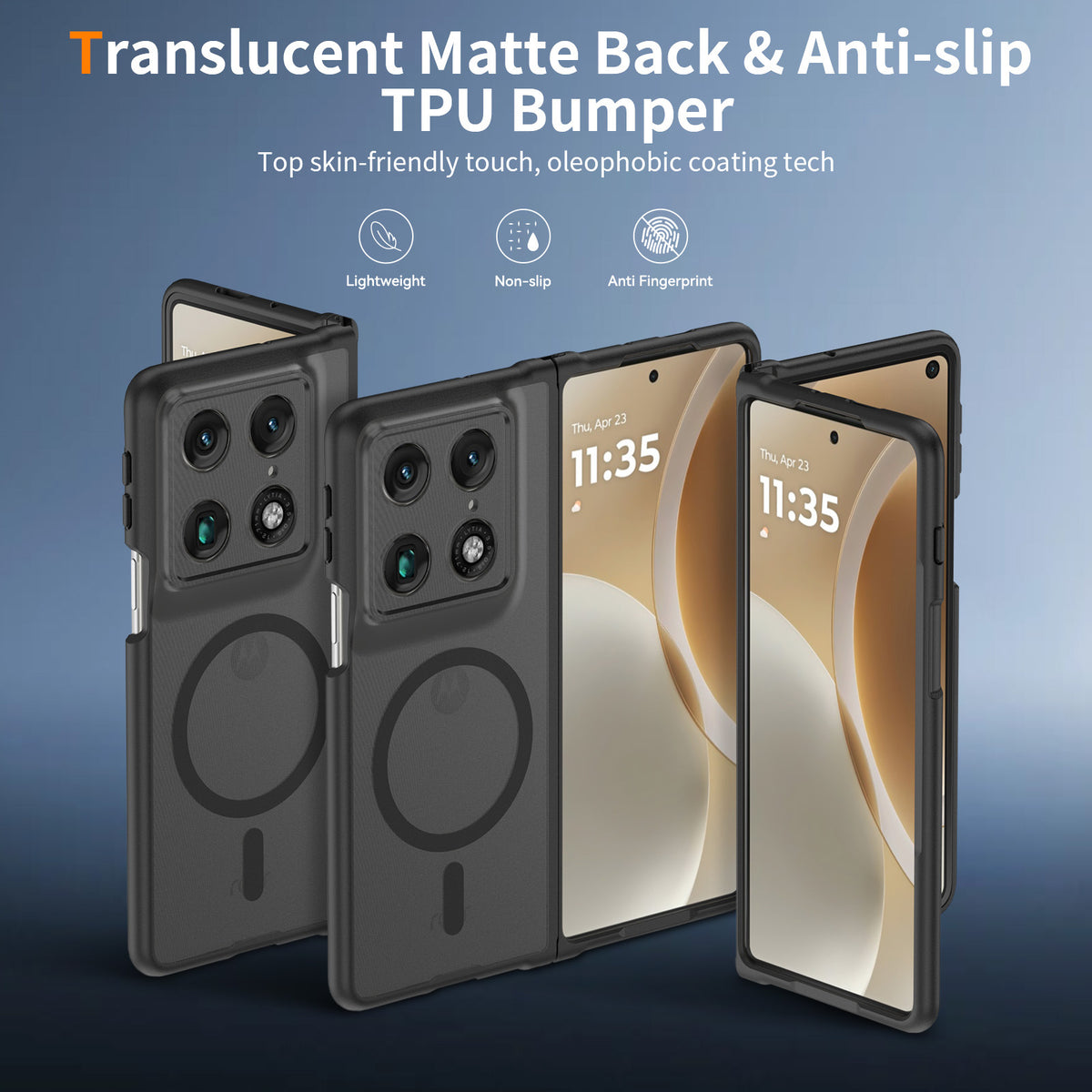 Magnetic Skin-Feel Protective Case for Moto Razr Series, Anti-Fall TPU Folding Phone Cover Compatible with Moto Razr / Razr+ 2024 2025