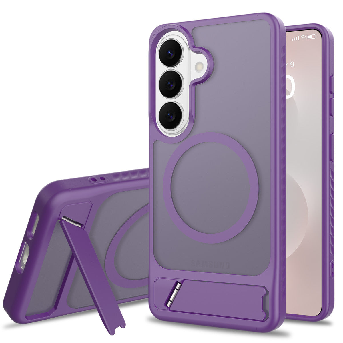 Sanfeng Magnetic Phone Case with Invisible Kickstand for Samsung Galaxy S23 S24 S25 S26 Ultra Plus, Frosted Skin-Feel Anti-Fingerprint TPU Protective Cover