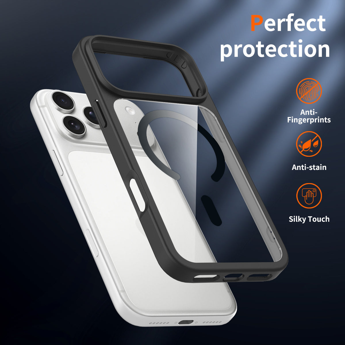 Sanfeng Skin-Feel Transparent Magnetic Phone Case, Anti-Fingerprint Shockproof Silicone Protective Cover