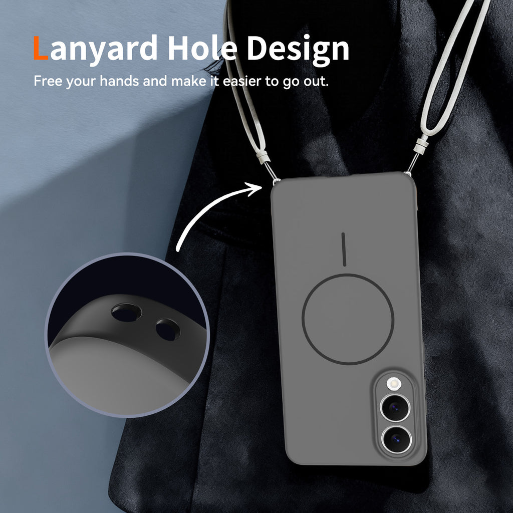 Frosted Magnetic Shockproof Phone Case for Samsung Galaxy S25 Ultra S24 FE S22 with Lanyard Hole