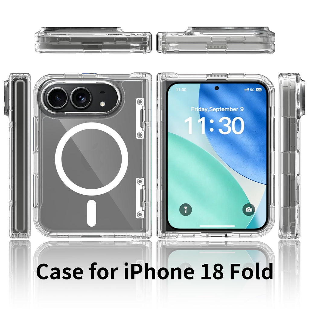Transparent Magnetic Case with Side Cover for iPhone 18 Pro, 2mm Anti-Fall TPU Integrated Protective Phone Cover