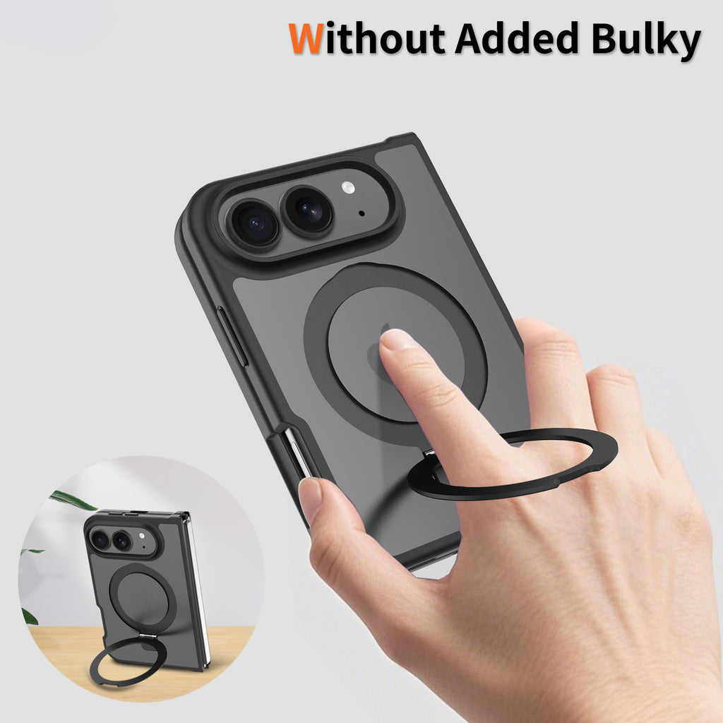 Magnetic Matte Phone Case for iPhone with Rotating Invisible Kickstand, Shockproof TPU Protective Cover