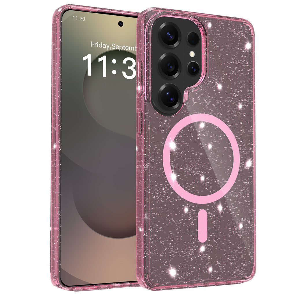 Clear Magnetic Shockproof TPU Case for Samsung Galaxy S24 Ultra S25 S24 FE Plus, Transparent Anti-Fall Protective Phone Cover
