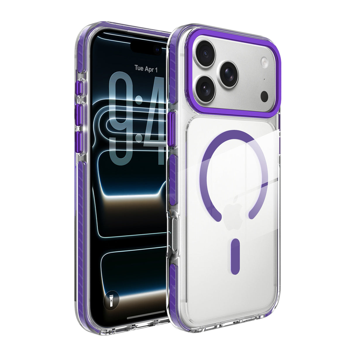 Sanfeng Magnetic Clear Phone Case, Two-Tone 2-in-1 Thickened Shockproof Acrylic Anti-Drop Protective Cover for iPhone