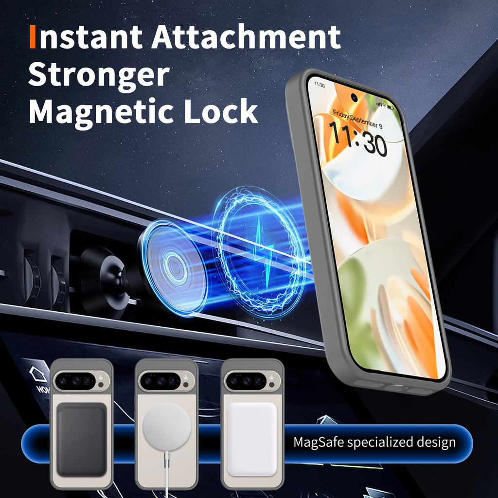 Magnetic Transparent Phone Case for Google Pixel 9 / 10 Series, Shockproof TPU+PC Hybrid Protective Cover