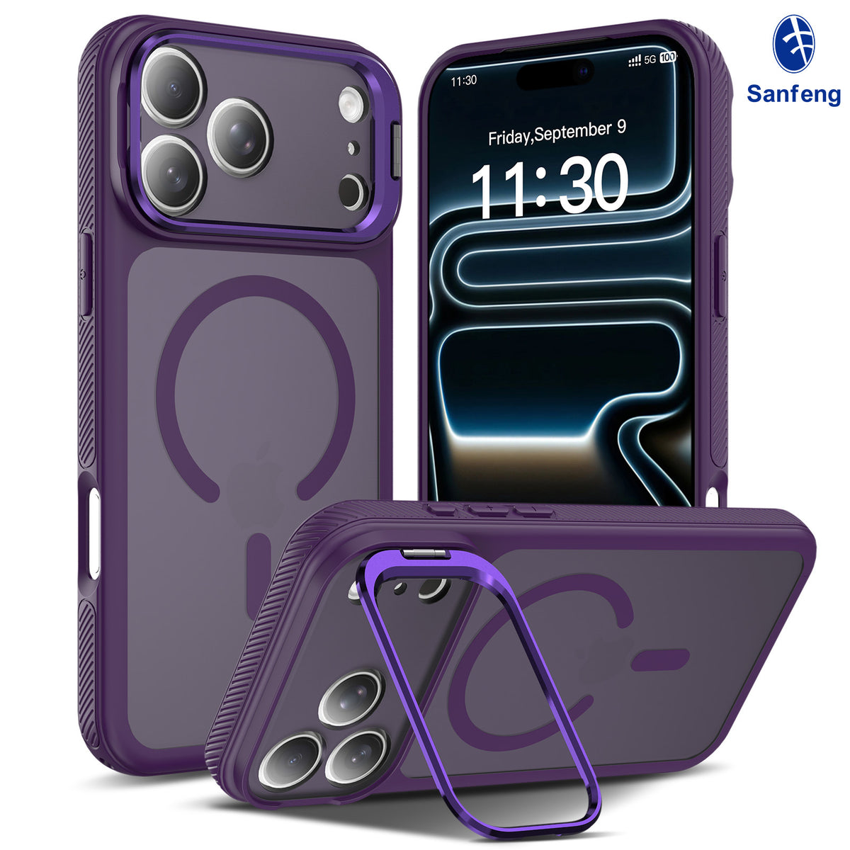 Magnetic Lens Holder Phone Case with Airbag Drop Protection, Anti-Fingerprint TPU Skin-Feel Cover for iPhone 16 & 17 Series