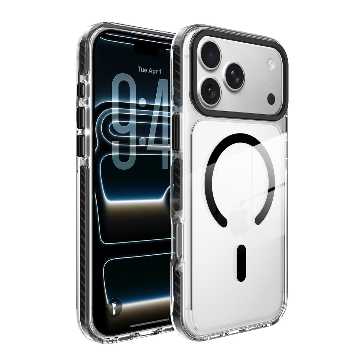 Sanfeng Magnetic Clear Phone Case, Two-Tone 2-in-1 Thickened Shockproof Acrylic Anti-Drop Protective Cover for iPhone