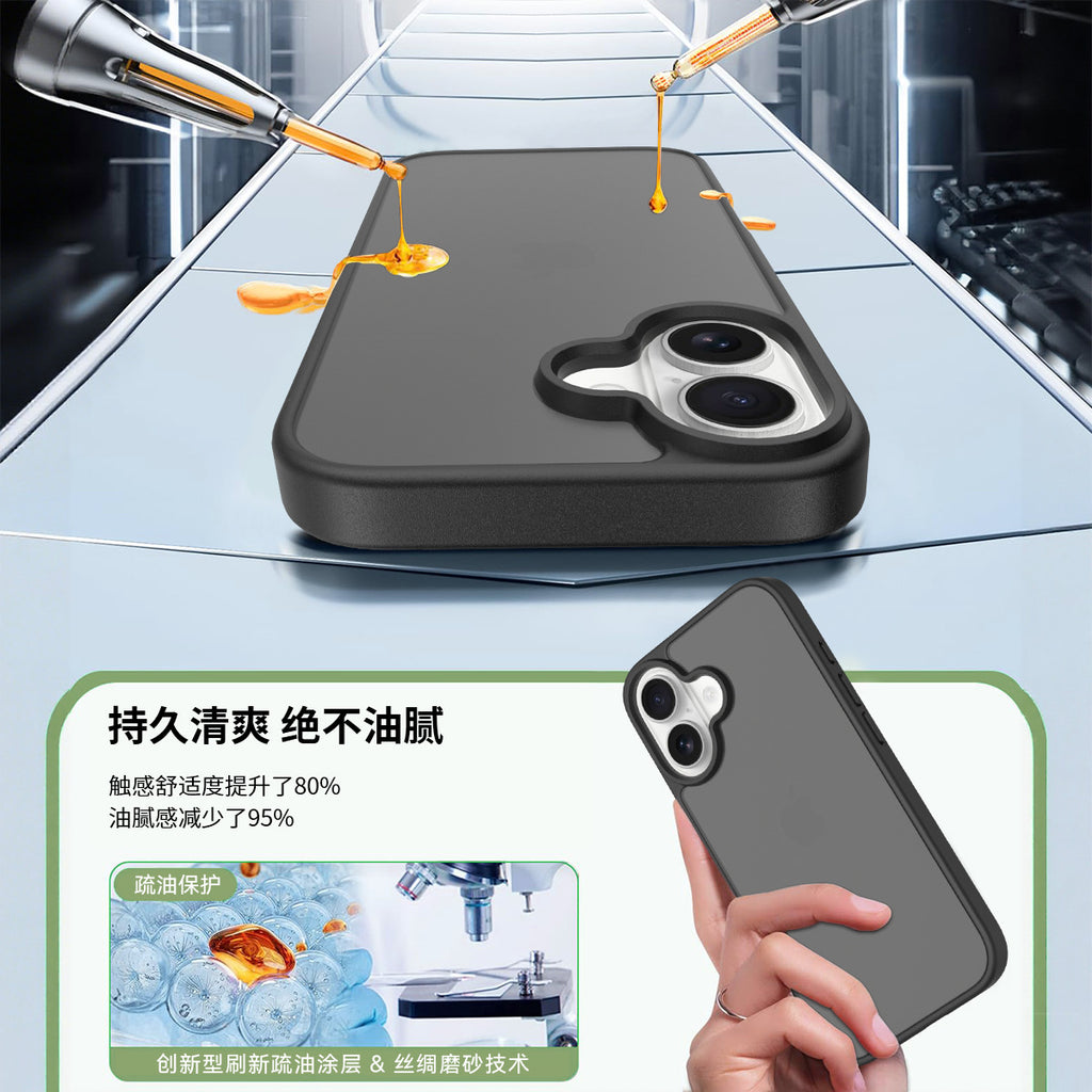 Frosted Skin-Feel Magnetic Phone Case for iPhone 16 Pro Max, Shockproof TPU Anti-Fall Protective Cover - Brown