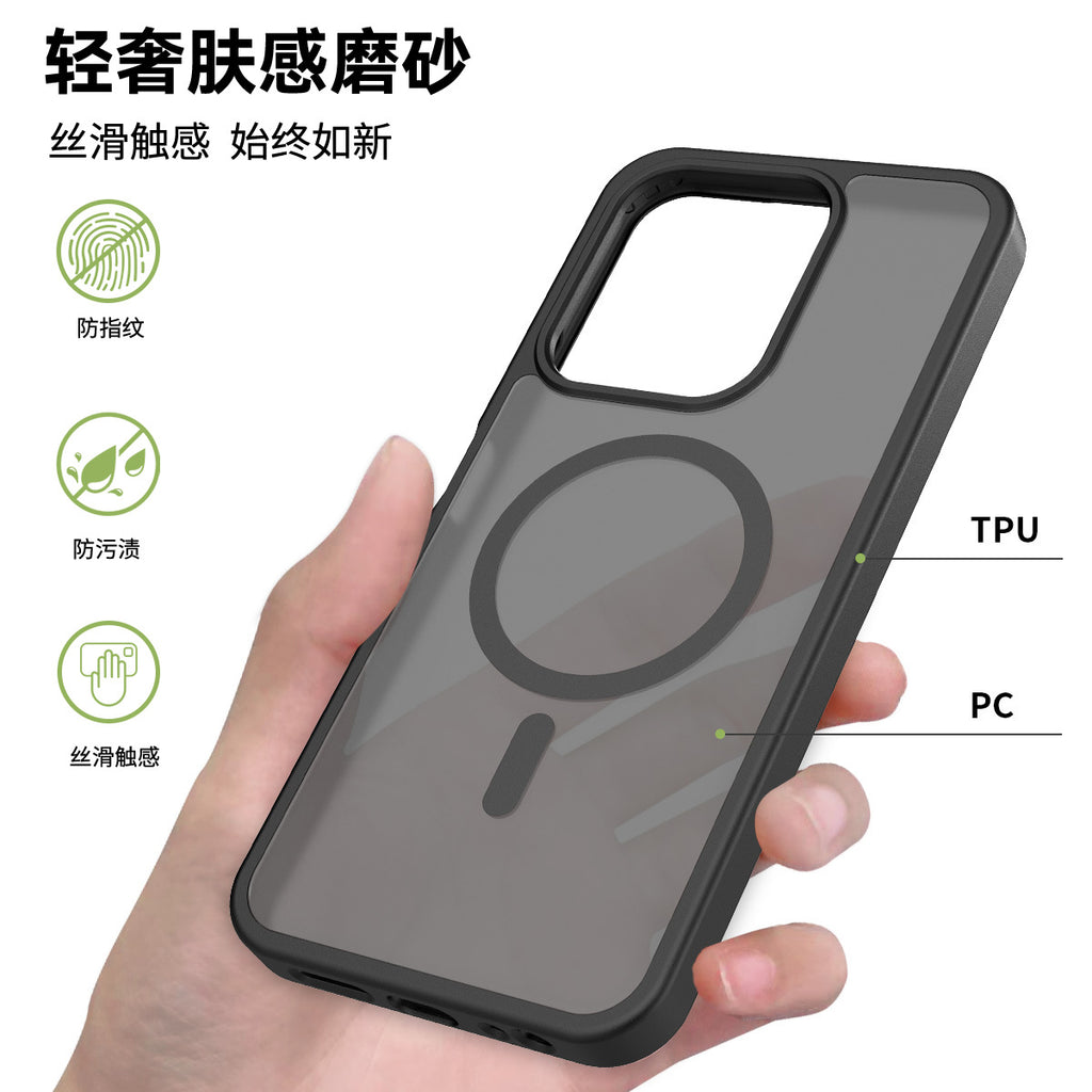 Translucent Matte Magnetic Phone Case with Anti-Fingerprint Drop Protection for Redmi 14C, Note 14 Pro & Xiaomi 15 Series