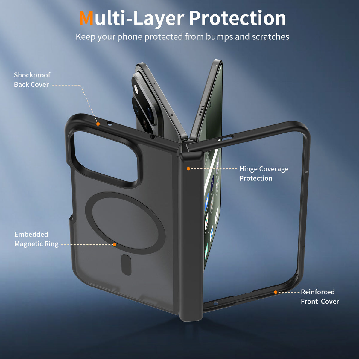 Magnetic Protective Case for Google Pixel Foldable Phone, Anti-Fall Shockproof TPU Cover