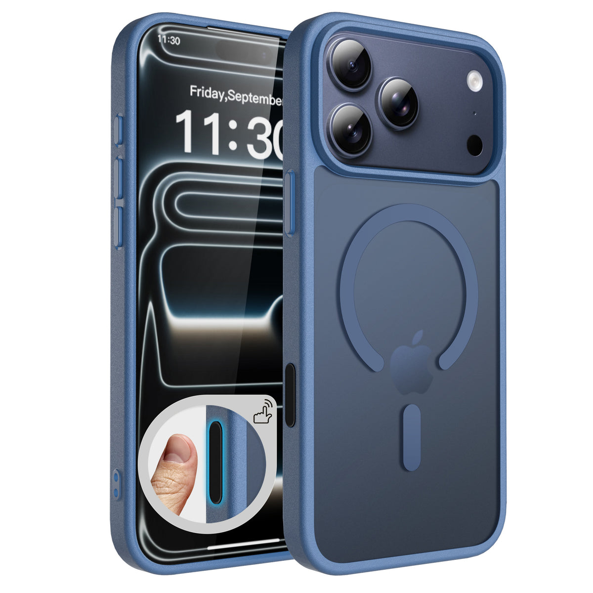 Sanfeng Magnetic Translucent Matte Anti-Fall TPU Phone Case Compatible with Apple iPhone
