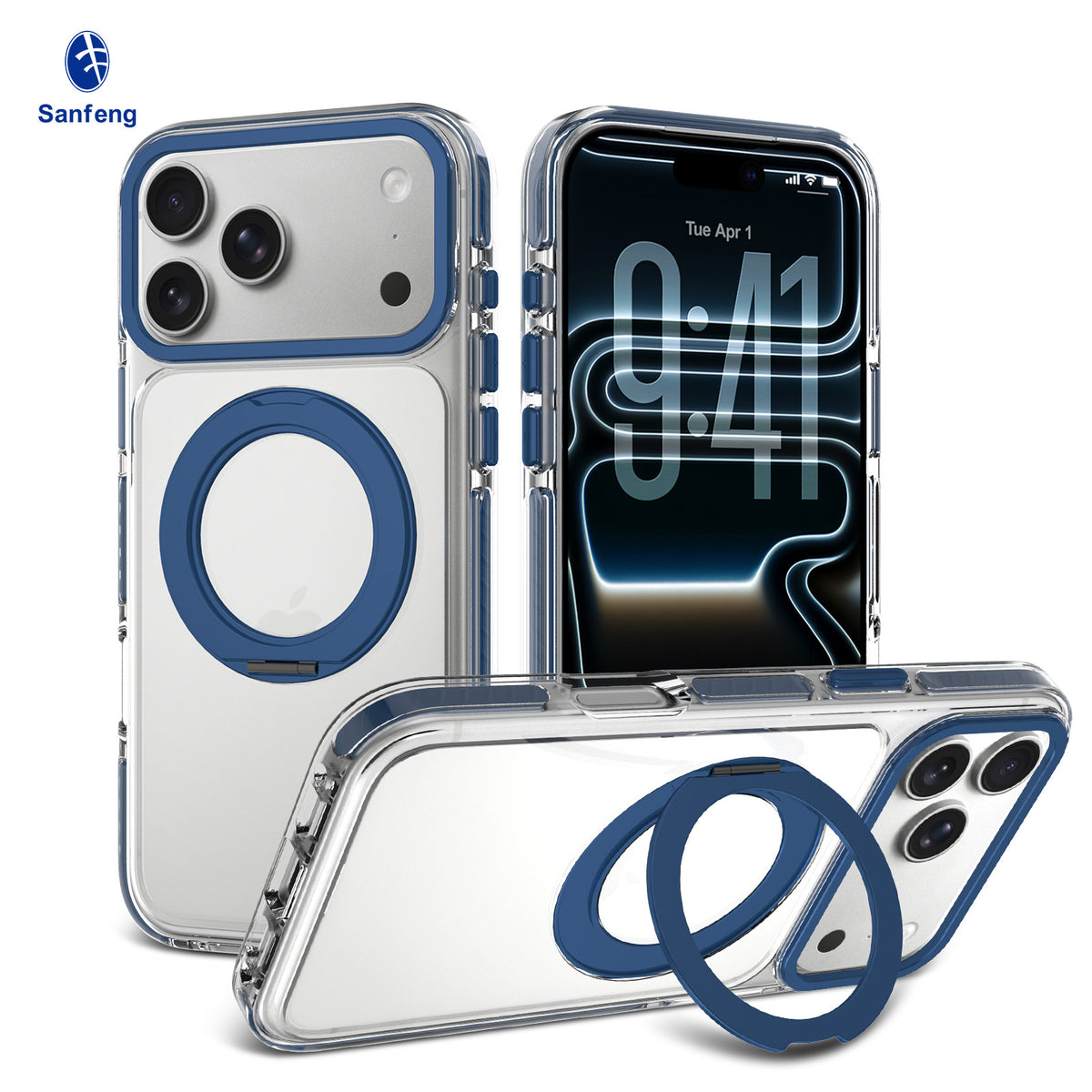 Silicone Anti-Fall Phone Case with Invisible Magnetic Lens Stand Compatible with iPhone 17, 16 & 15 Series, Two-Color Shockproof Cover