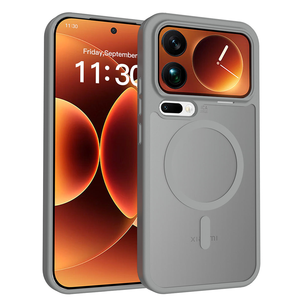 Magnetic Semi-Transparent Skin-Feel Phone Case for Xiaomi - Anti-Fall TPU Protective Cover, Brown