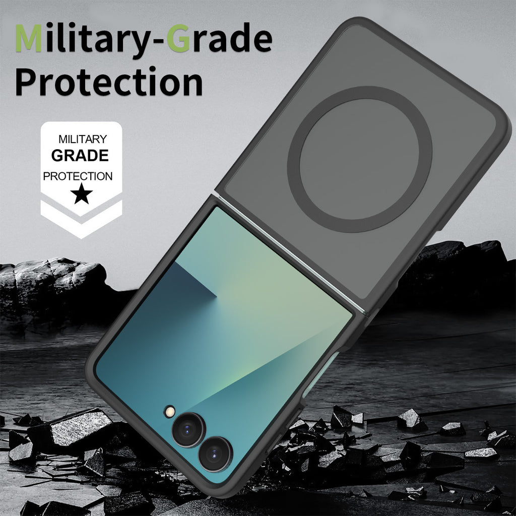 Magnetic Matte Case for Samsung Galaxy Z Flip7 and Z Flip6, Translucent TPU Anti-Fingerprint Folding Phone Cover