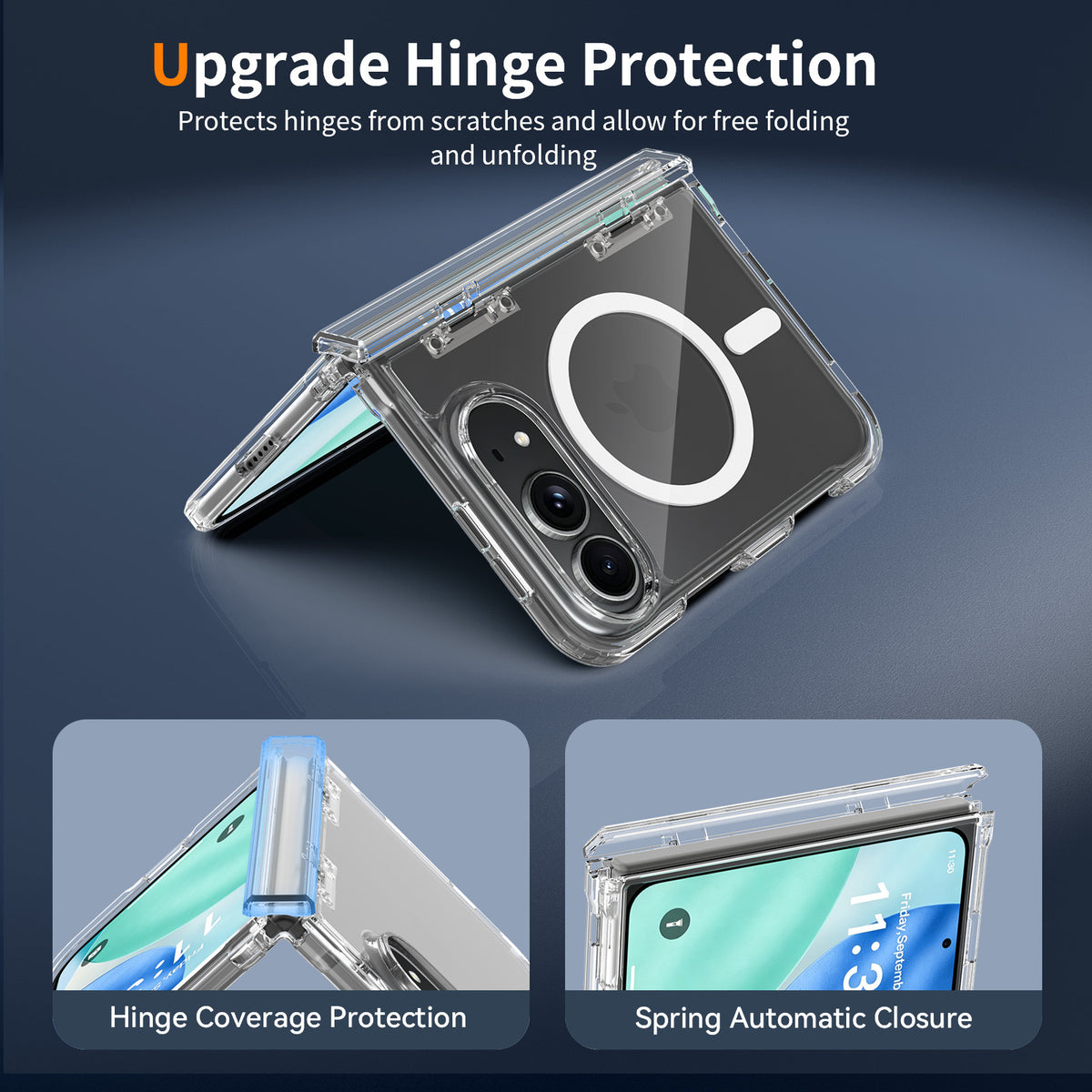Transparent Magnetic Case with Side Cover for iPhone 18 Pro, 2mm Anti-Fall TPU Integrated Protective Phone Cover