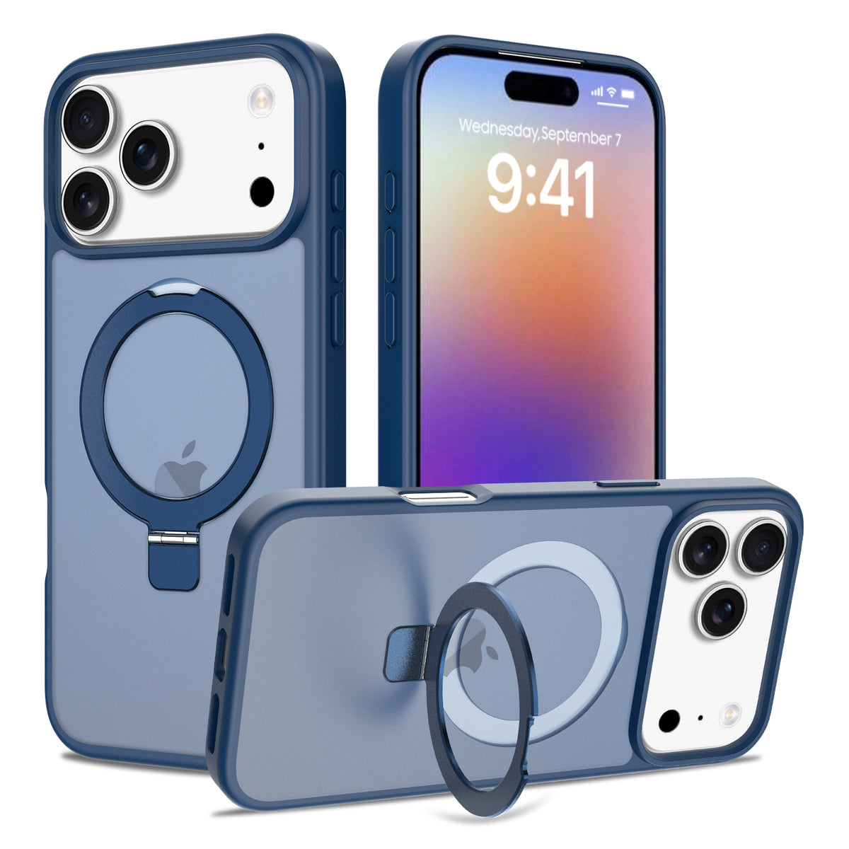 Magnetic Matte Phone Case with Invisible Kickstand for iPhone 16 & 17 Series, Shockproof TPU Protective Cover