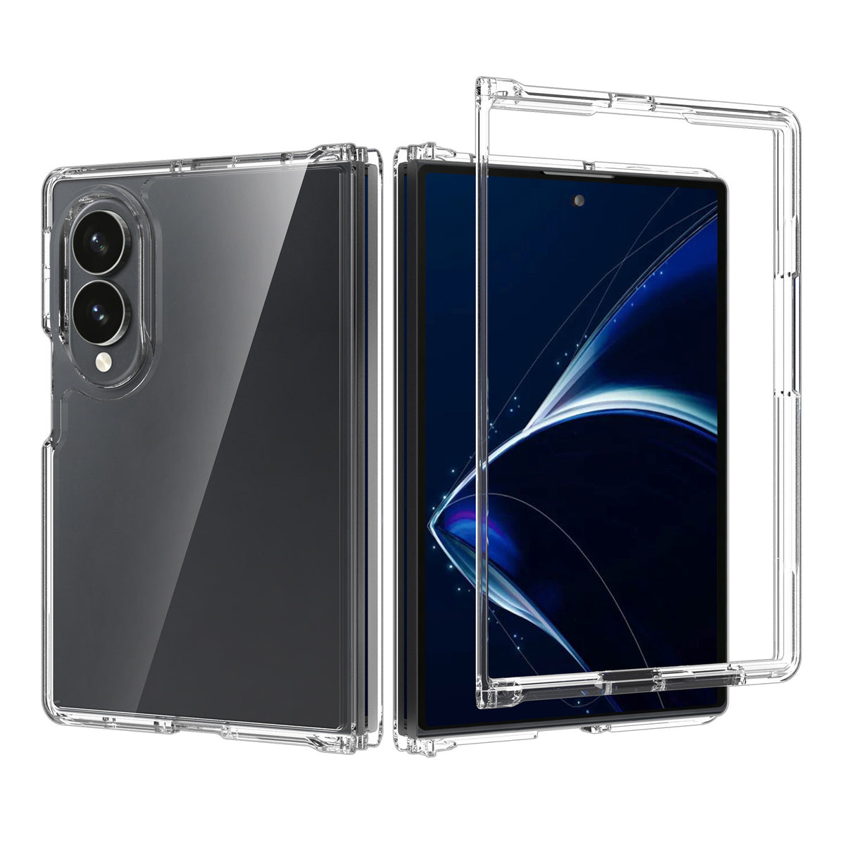 Clear Transparent Phone Case Compatible with Samsung Galaxy Z Fold, Slim TPU Anti-Drop Protective Folding Cover