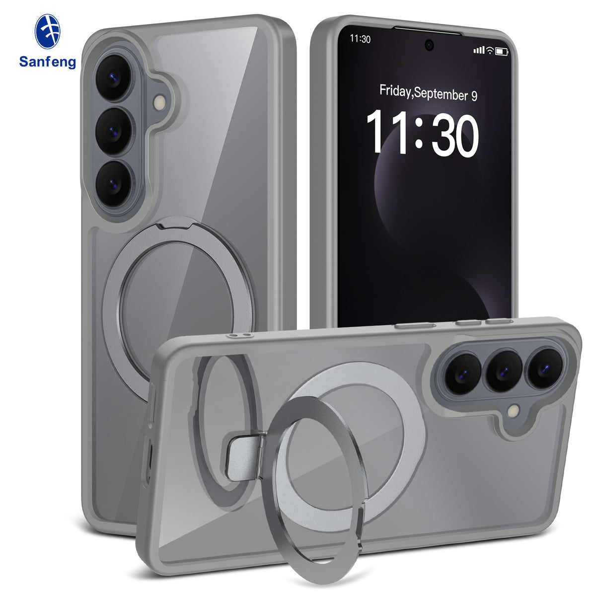 Magnetic Frosted Shockproof Stand Phone Case for Samsung Galaxy S25 S24 S23 Ultra Plus, Slim TPU Anti-Fingerprint Protective Cover with Invisible Kickstand