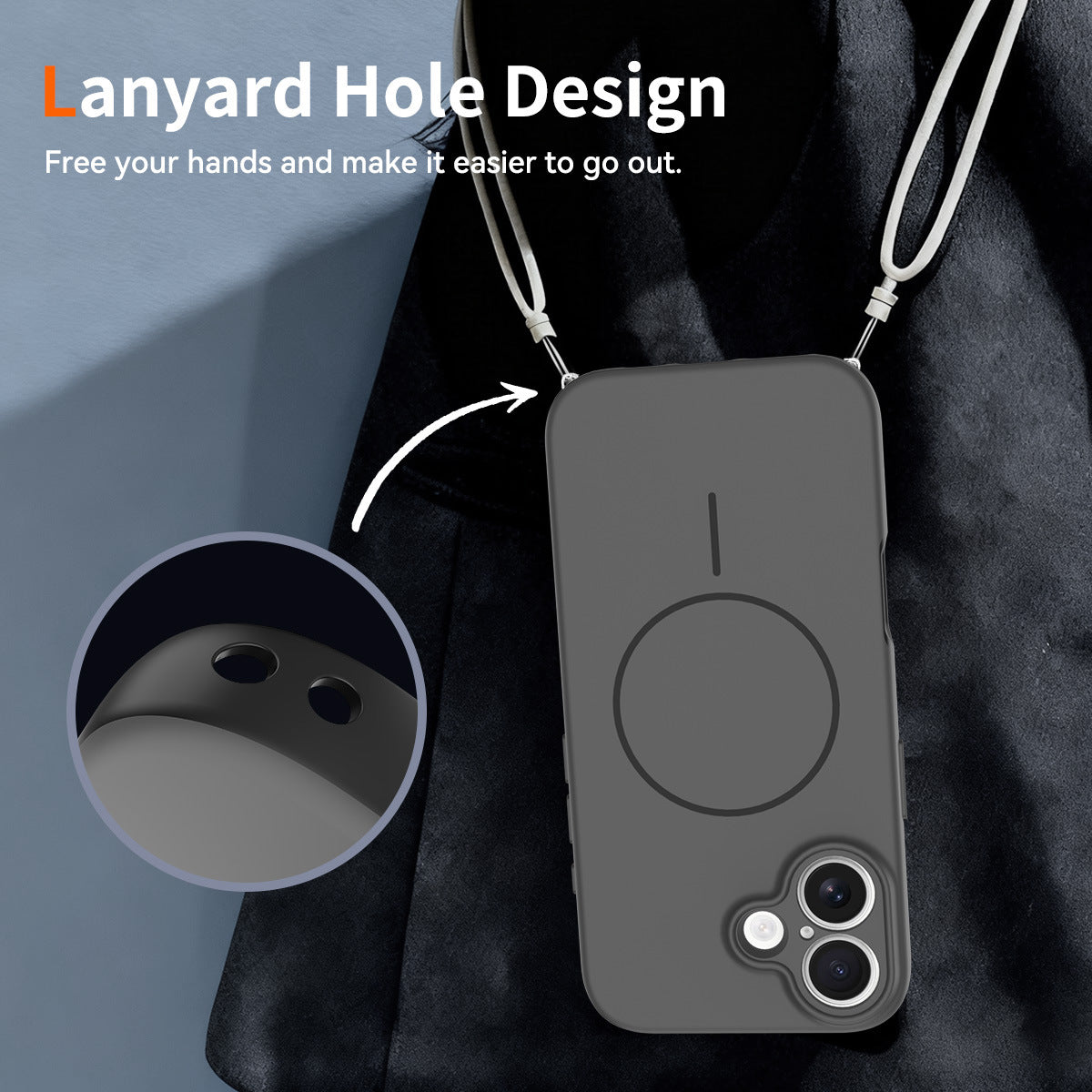 Magnetic Matte 2-in-1 Shockproof Phone Case with Lanyard for iPhone 17 Air, 16 Pro Max, 15 Series - Anti-Drop TPU Protective Cover