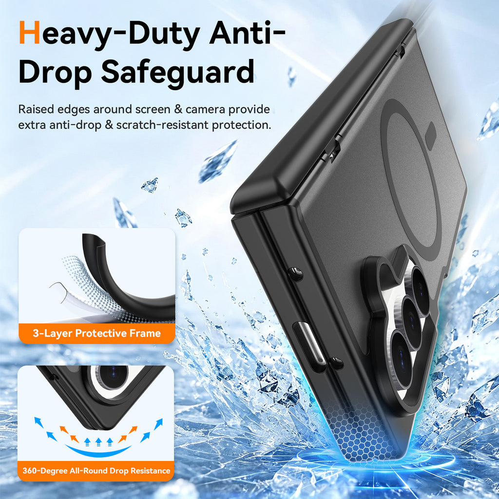 Magnetic Matte Case for Samsung Galaxy Z Fold 8 Ultra, Translucent TPU Shockproof Protective Cover with Spring Hinge