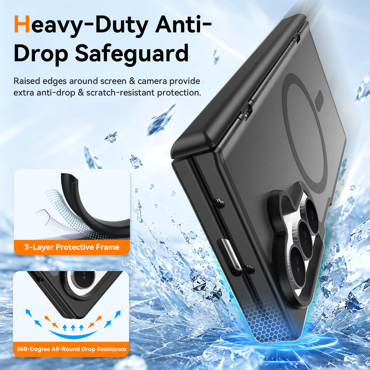 Magnetic Matte Case for Samsung Galaxy Z Fold 8 Ultra, Translucent TPU Shockproof Protective Cover with Spring Hinge