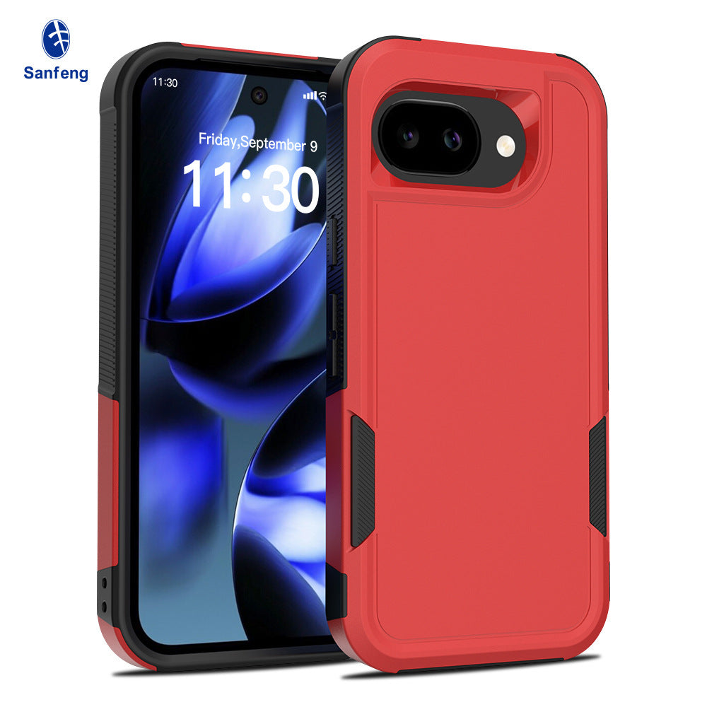 Heavy-Duty 2-in-1 Solid Color Protective Phone Case for Google Pixel 10A / Pixel 9 Pro XL, Anti-Fingerprint TPU Cover - Black