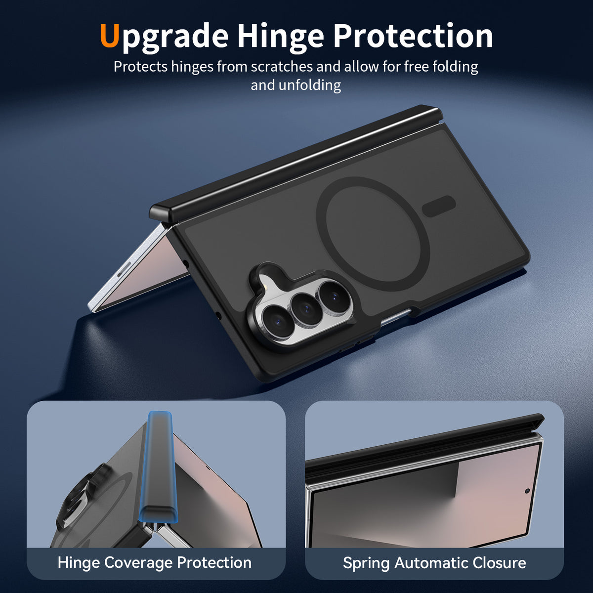 Magnetic Matte Phone Case for Samsung Galaxy Z Fold 8 / Z Fold 7, TPU Shockproof Protective Foldable Cover with Hinge Protection