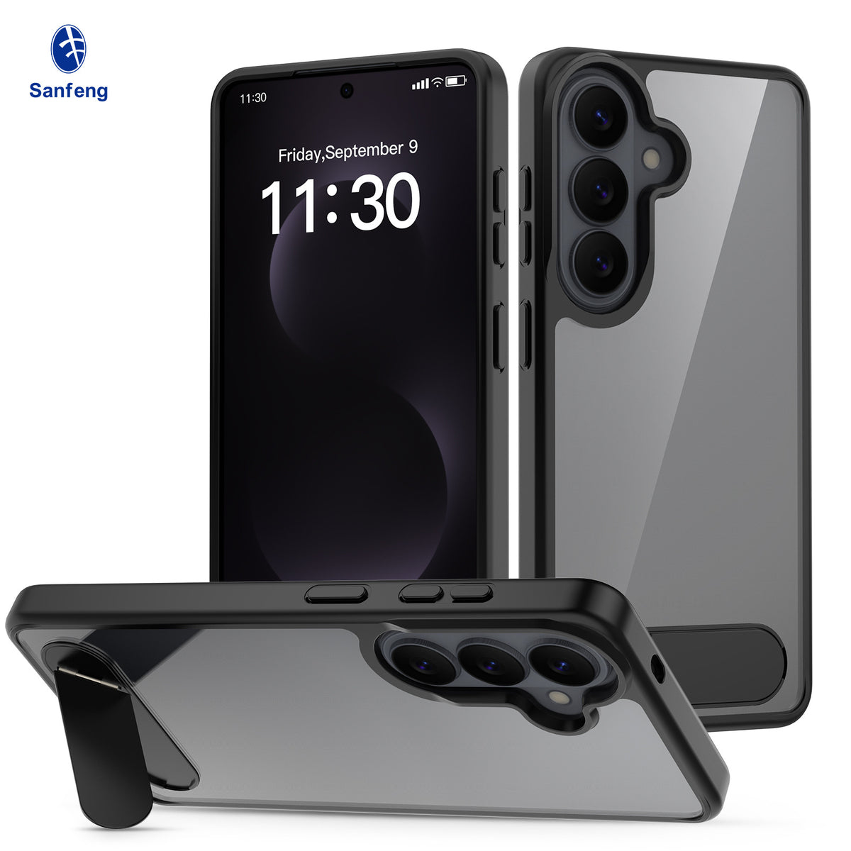 Clear Stand Case for Samsung Galaxy S26 Series and S25 Plus, Shockproof Flexible TPU Protective Phone Cover with Invisible Kickstand